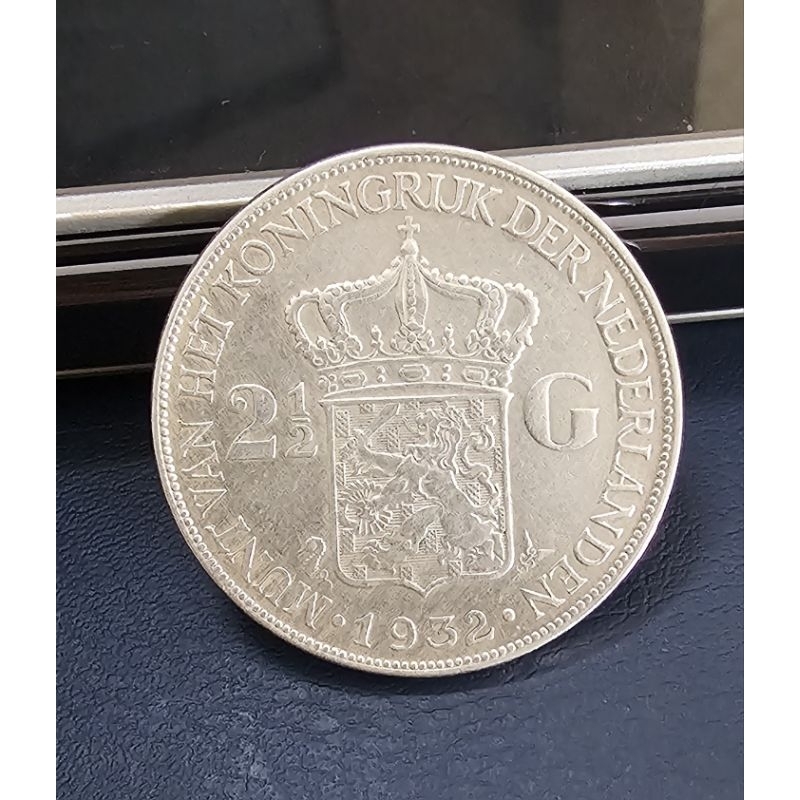 koin kuno 2 1/2 Gulden 1932 Wilhelmina