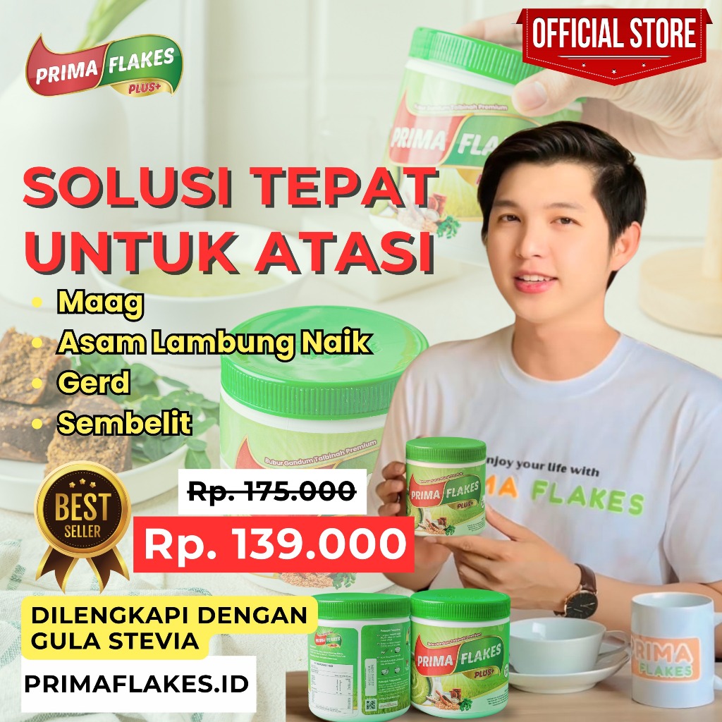 

Primaflakes bubur gandum talbinah bantu atasi Sakit lambung Gerd maag asam lambung menu diet sehat penuhi serat harian sereal gandum talbinah