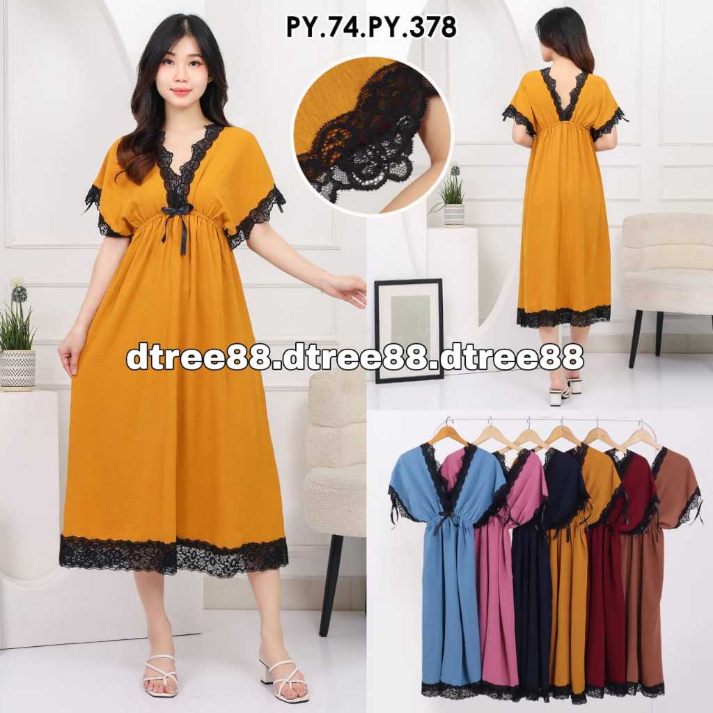 Dtree . SERAFIN Midi Dress jumbo Crinkle / Baju tidur mini Dress Jumbo CRINKLE (378)