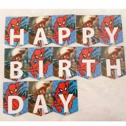 BANNER FLAG HAPPY BIRTHDAY KARAKTER SPIDERMAN