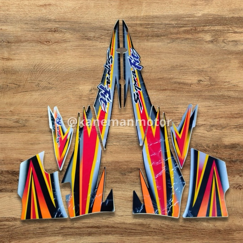 Striping Sticker Honda Supra Fit Lama Disk 2005 Hitam silver Standar