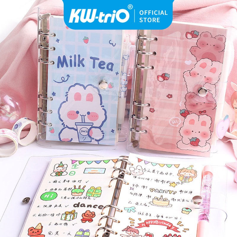 

Binder note cute peach Buku Notebook Journal Kit Kartun Buku Catatan Isi Ulang Loose Leaf Murah/planner