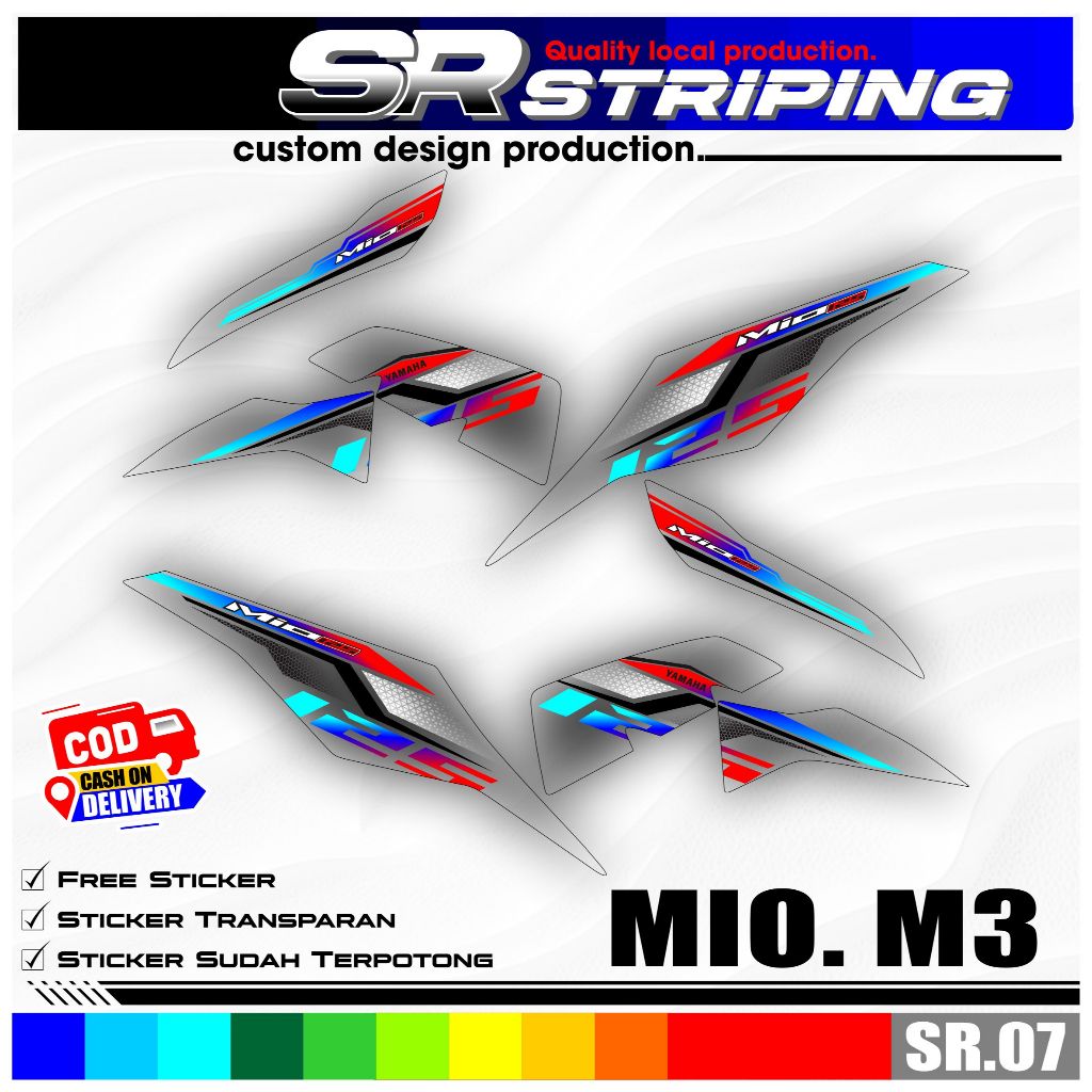 Murah Sticker Striping Transparan Motor Mio M3 Mio 125 - Stiker Variasi Motif Grafis Simpel SR.07