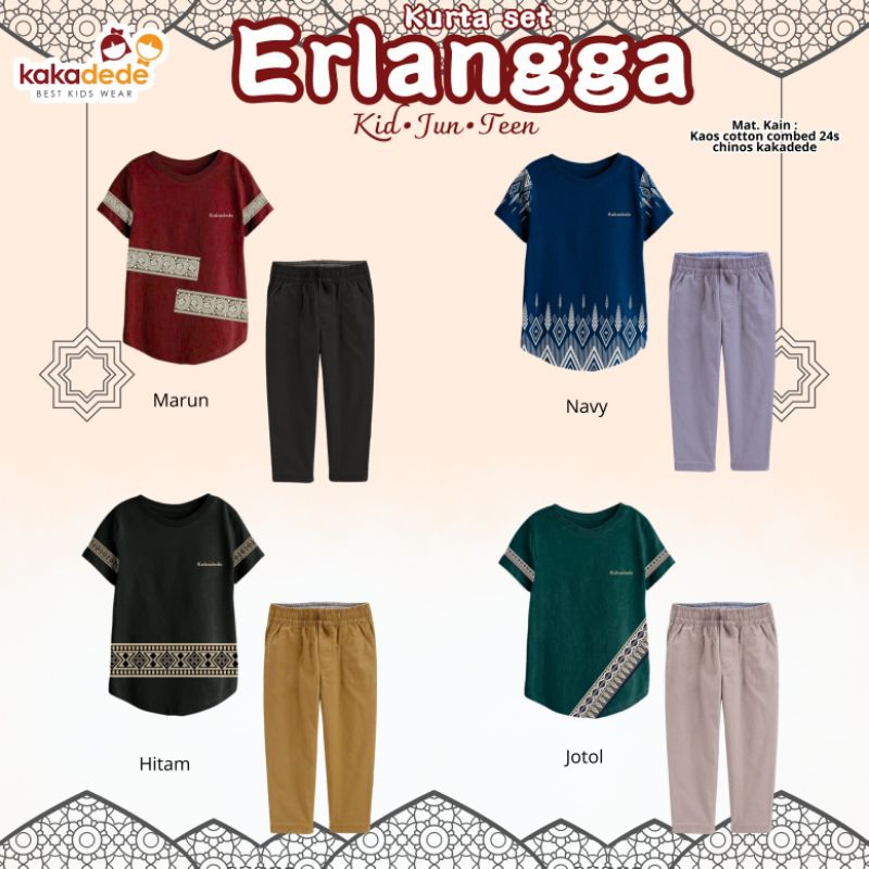 Erlangga set by kakadede (Kaos Kurta anak laki laki)