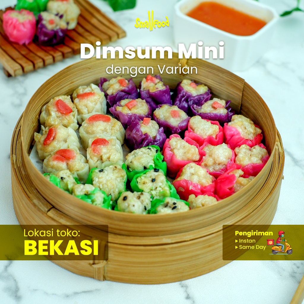 

Dimsum Mini Premium Aneka Topping 50 pcs HALAL GRATIS SAUS / Dimsum Seribuan Mozarella Sosis Wijen Nori Smoked Beef / Smallfood Frozen Food Tangsel