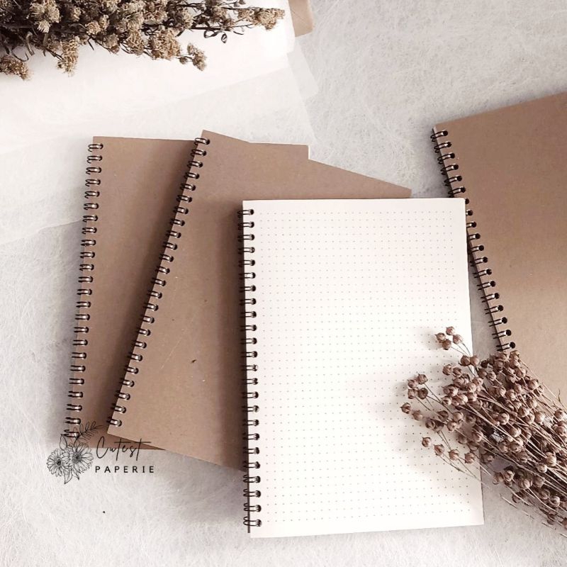 

NOTEBOOK/JURNAL A5 A6 VINTAGE DOTTED/GRID/POLOS KRAFT COKLAT