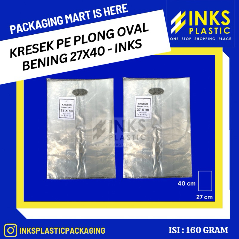 KRESEK PE BENING 27x40  PLONG OVAL KANTONG BENING TRANSPARAN TEBAL