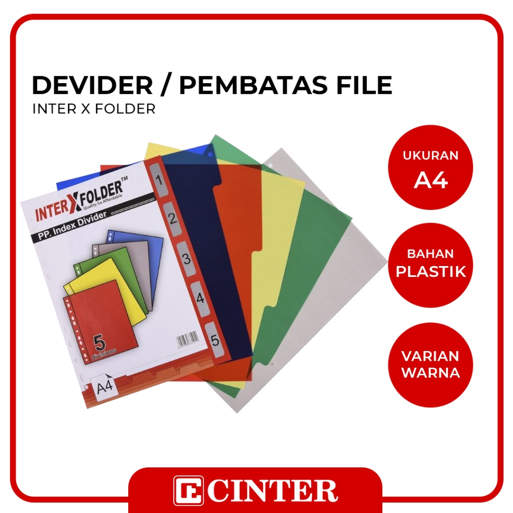 

INTER X - DEVIDER / PEMBATAS FILE / PEMBATAS BINDER A4 5 TABS