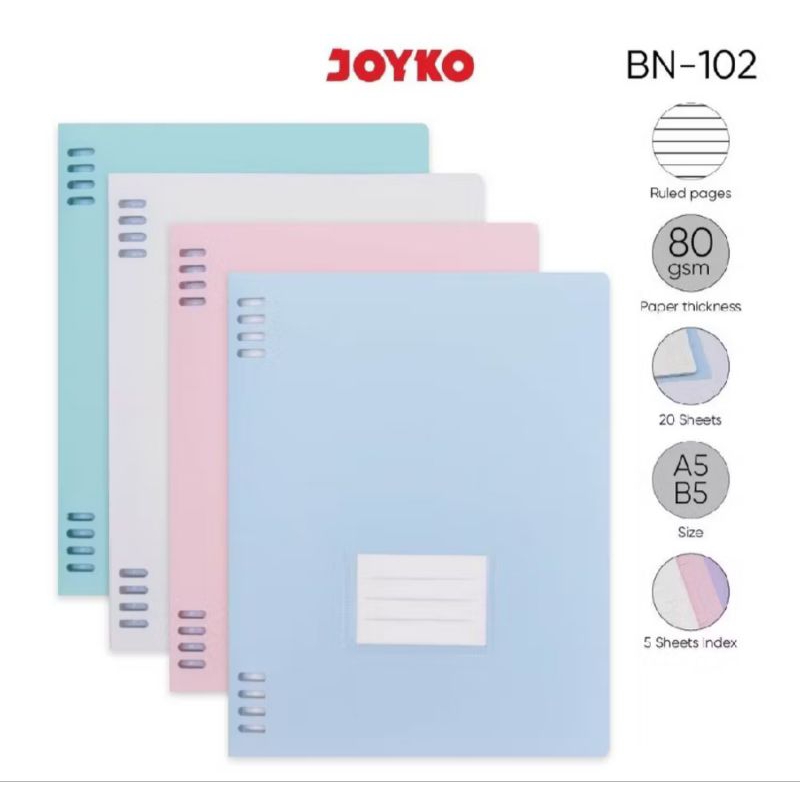 

MAP BINDER JOYKO RING PLASTIK BN-102A5/BN-102B5 WARNA SOFT PASTEL