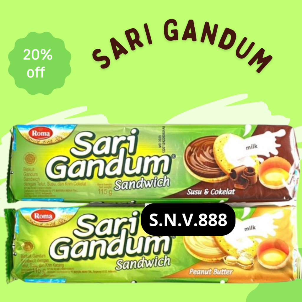

Roma Sari Gandum 108gr /Biscuits Roma Sari Gandum Coklat / Sari Gandum Peanut Butter Penunda Lapar