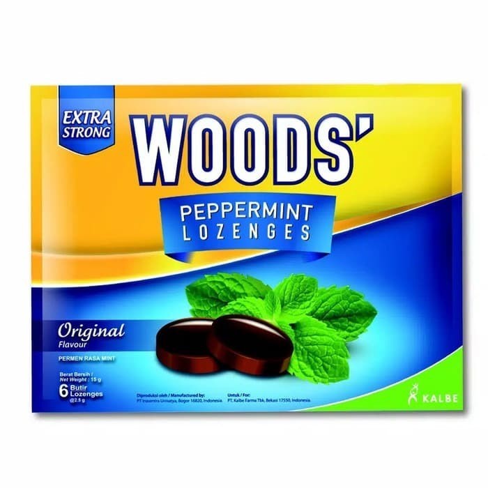 

WOODS PEPERMINT LOZENGES SACHET 6 BUTIR - Permen Pelega Tenggorokan