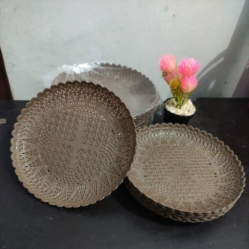 Piring Plastik Rotan/Piring Buah/Piring Saji