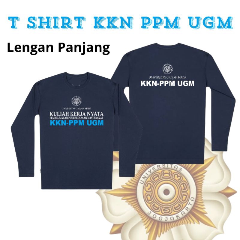 Kaos KKN PPM UGM Lengan Panjang Navy Black White Premium Cotton