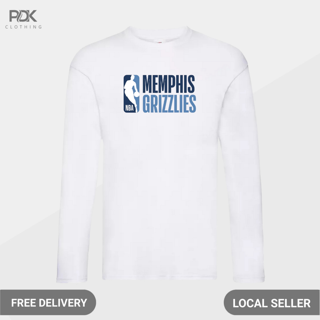 Kaos Pria Baju Lengan Panjang Basketball NBA Memphis Grizzlies