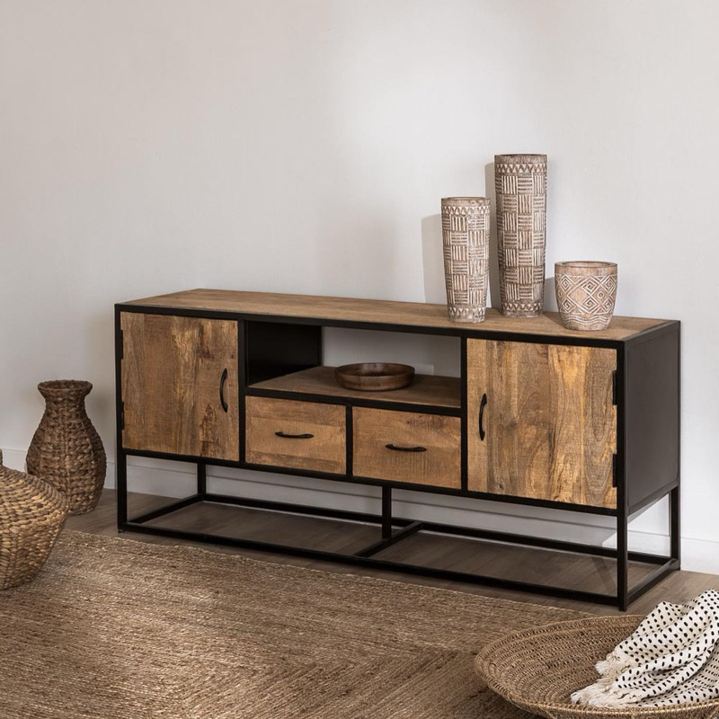 Nakas Buffet Minimalis Nakas Multifungsi Nakas Retro Minimalis Kayu Jati Kombinasi Besi