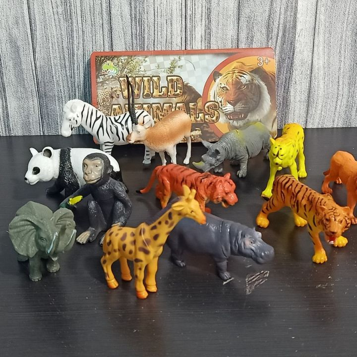 Mainan Anak Miniatur Hewan Liar Karet isi 12 pcs Cocok Untuk Kado