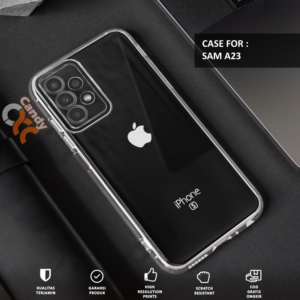 Case SAMSUNG A23 - Casing SAMSUNG A23 Motif APL - Softcase Premium Fourside - Bening Transparant - S