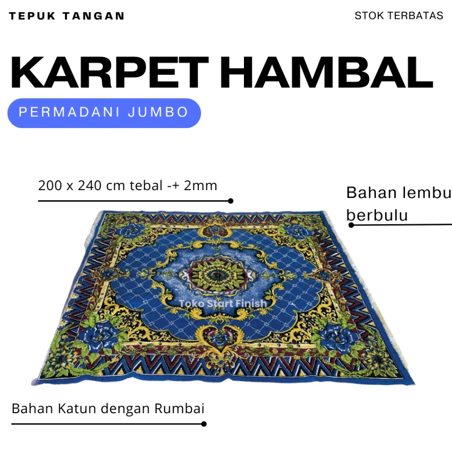 KUALITAS OKE KARPET HAMBAL PERMADANI JUMBO 2x24cm  Karpet Lantai Bahan Rajut  Karpet Permadani Motif