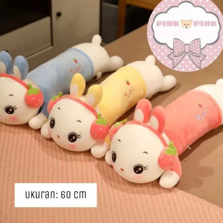 FG2 bantal guling rabbit bunny bando stawberry boneka bantal guling kelinci mewah lembut halus