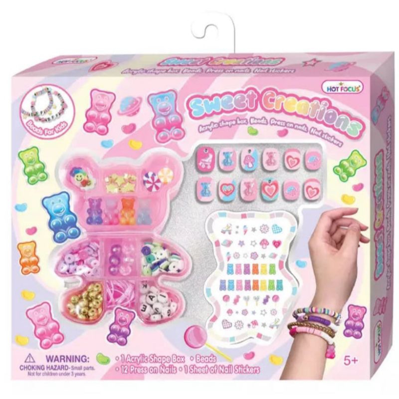 Hot focus sweet creation gummy bear fashion set jewelry and nail accesories original