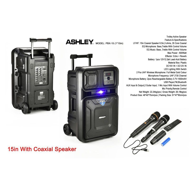 Speaker Aktif  Portable Ashley PBX-15 Original 15 inch - Speaker Portable Ashley PBX-15 - Speaker As