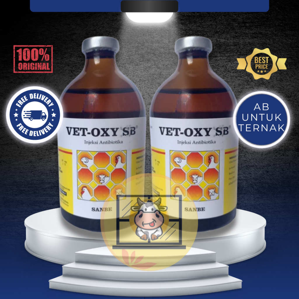 VET OXY SB 100ML & VET OXY SB 50ML SANBE - Obat Antibiotik Anti Infeksi Bakteri Hewan Vetoxy