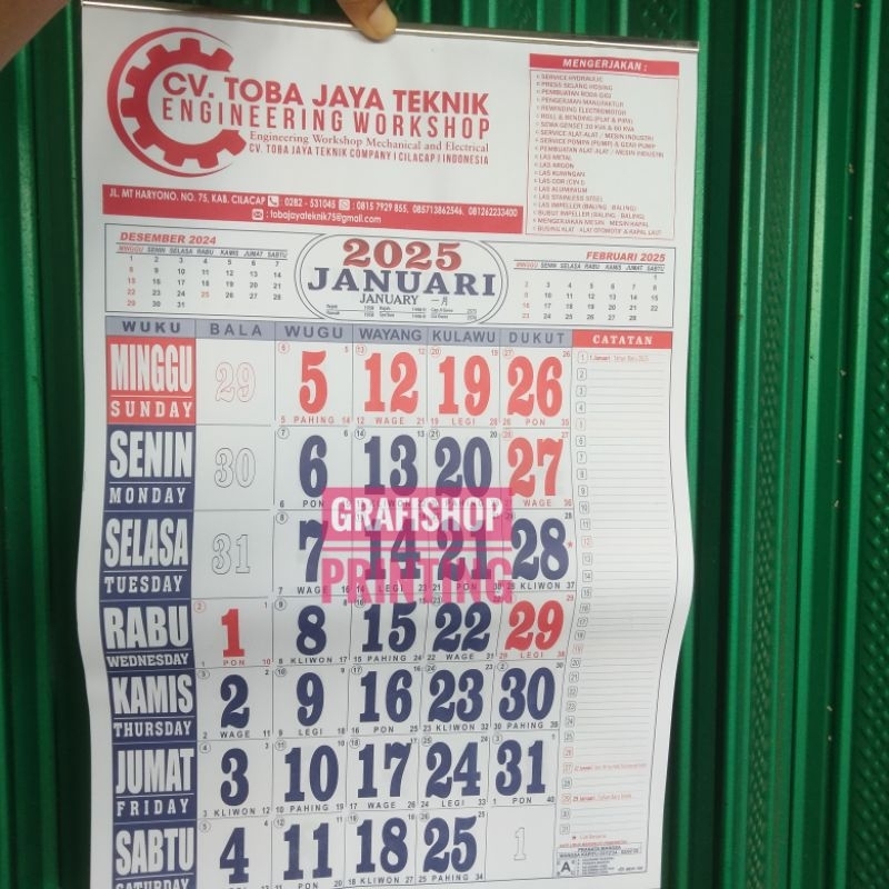 

Cetak Kalender 2025 Custom / Dapat dicetak dengan Desain Logo Intansi atau Perusahaan anda