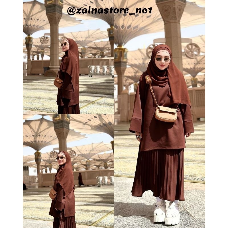 Shellasaukia Oneset Rok Scuba Tanpa Hijab Korean Style Setelan Shellasaukiashop Terbaru  Bangkok Imp
