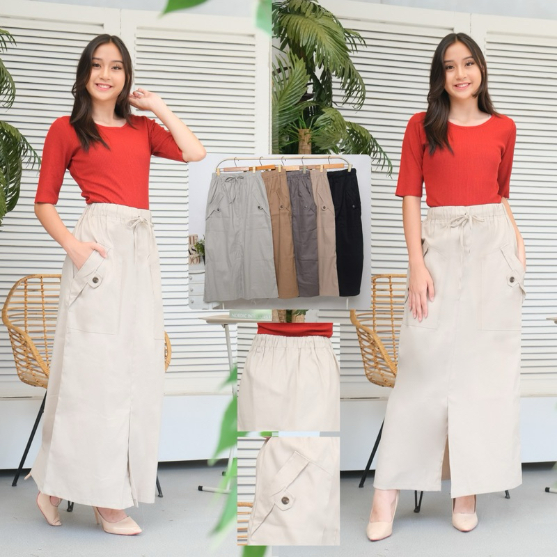 Rok Span Panjang 102500 / Rok Maxi Katun Twill / Rok Muslimah / Rok Lurus / Long Skirt Sooya