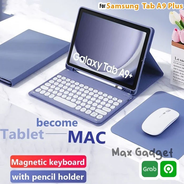 SAMSUNG Galaxy Tab A9 Plus 11 2023 Keyboard Bluetooth Case Magnetik dan Mouse Wireless Nirkabel Magn