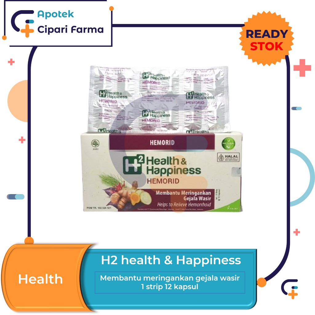 H2 Health & Happiness Hemorid Obat Herbal Pereda Wasir Ambeien 1 Strip