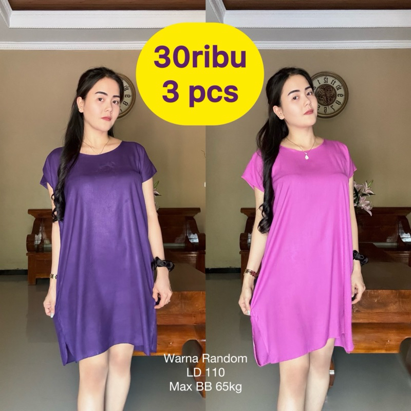 Daster Midi Polos Rayon LD 110/ Paket Grosir Daster