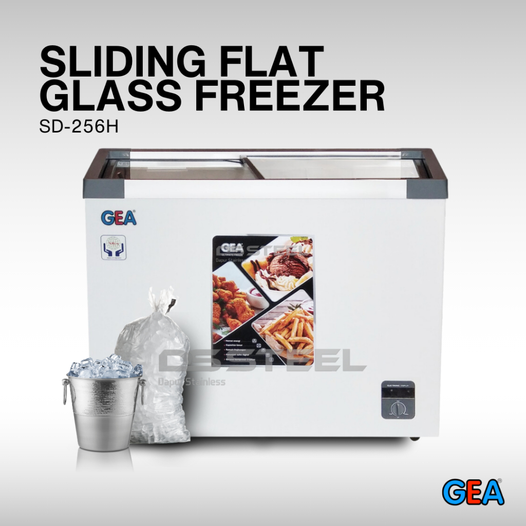 GEA Sliding Flat Glass Freezer GEA SD-256H / Freezer Sliding 300 Liter GEA SD 256H / Freezer Kaca GE