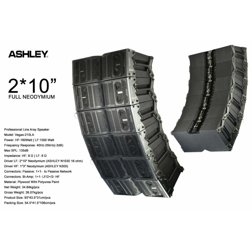 Speaker Line Array Pasif ASHLEY VEGAS 210LA VEGAS210LA VEGAS 210 LA ORIGINAL 2x10 Inch