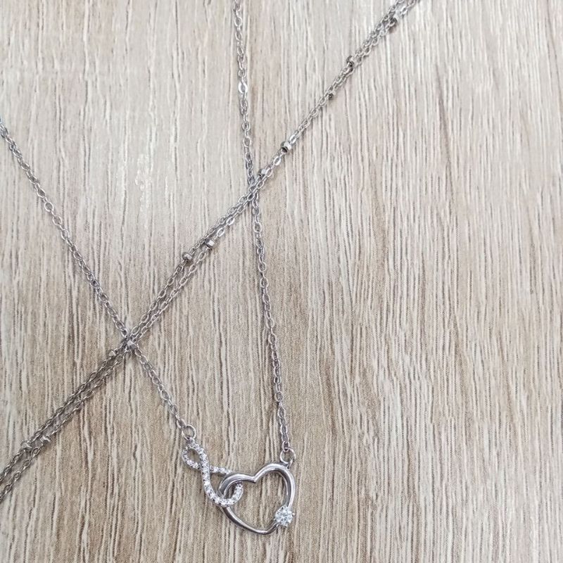 Kalung Koyek dewasa liontin love & Gelang Dua layer (Silver 925)