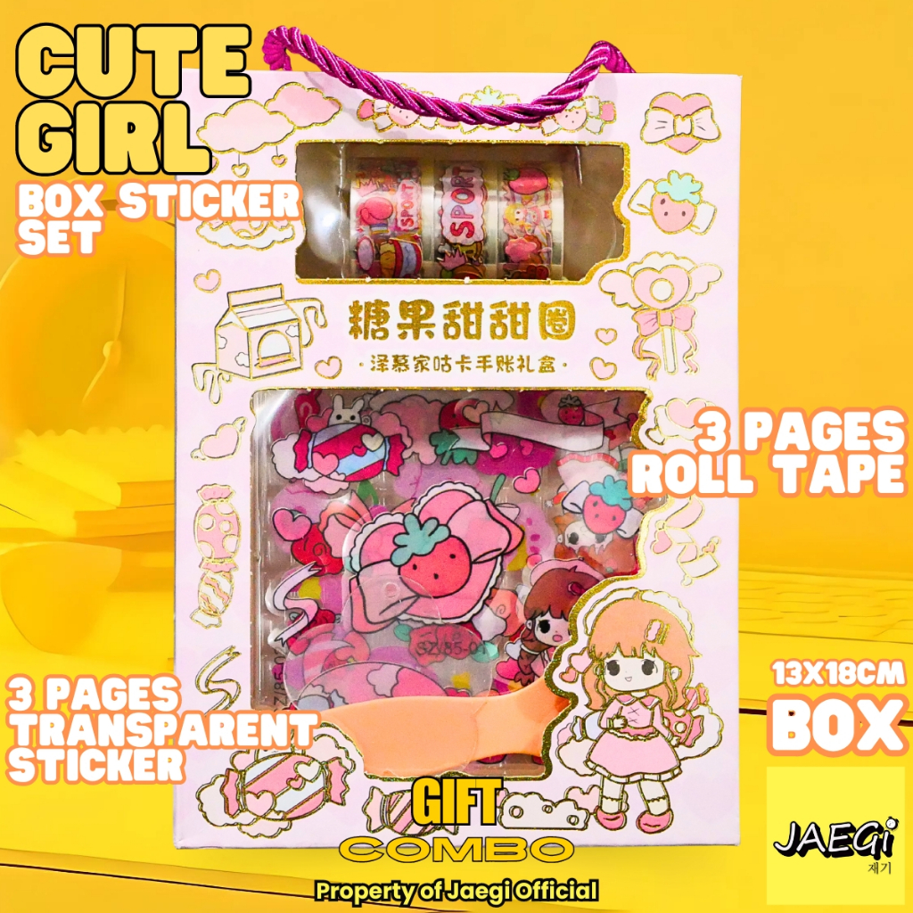 

JAEGi - Sticker Aesthetic DIY Milk Girl Edition Sticker Roll Tape 3 Roll + 3 Lembar