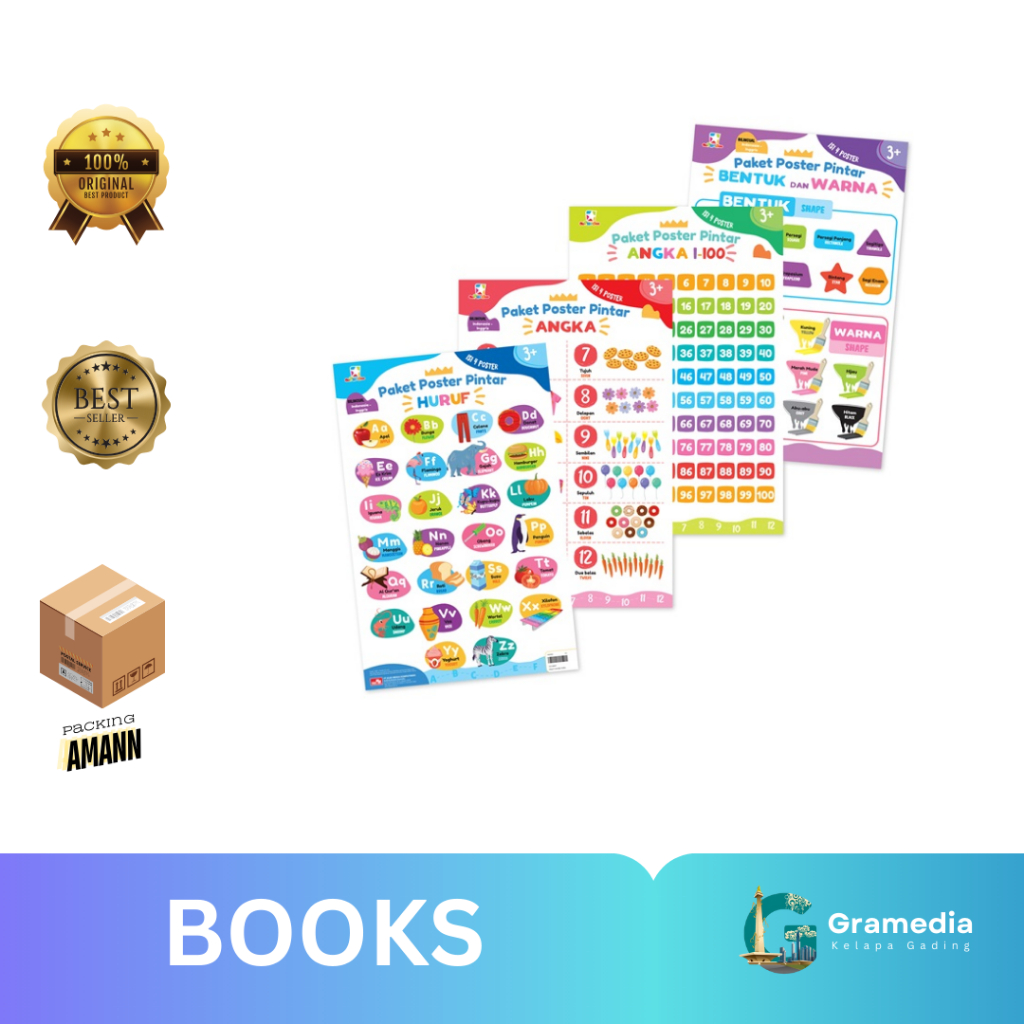 Gramedia MKG - Buku Anak Opredo Paket Poster Pintar - Huruf, Angka, Bentuk dan Warna (Tim Oopredoo)