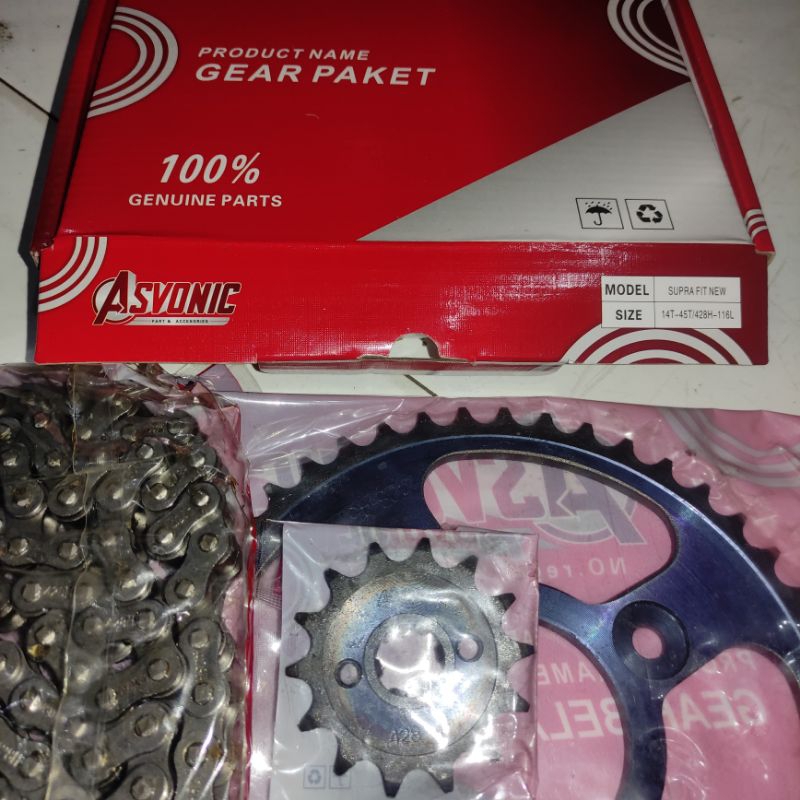 GEAR SET PAKET 45T SUPRA FIT NEW, KARISMA, SUPRA X 125,