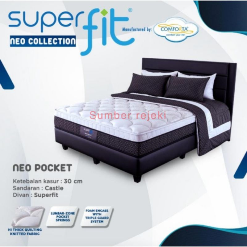 comforta super fit neo pocket 90 x 200 spring bed full set matras kasur superfit matrass springbed f