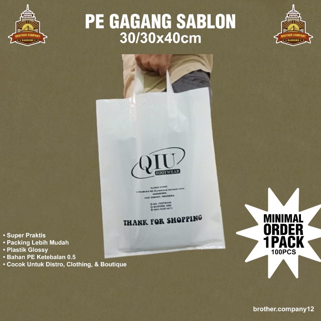 Plastik Pe Klip Gagang sablon 30X40 {min order 100 pcs} Plastik packing,sepatu,HD Packing,Plastik ol