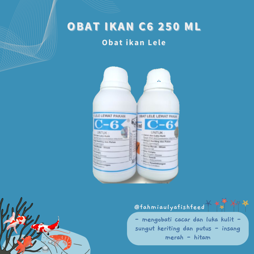 Obat Ikan C6 250 ml Obat ikan Lele Mengatasi Cacar Luka Kulit