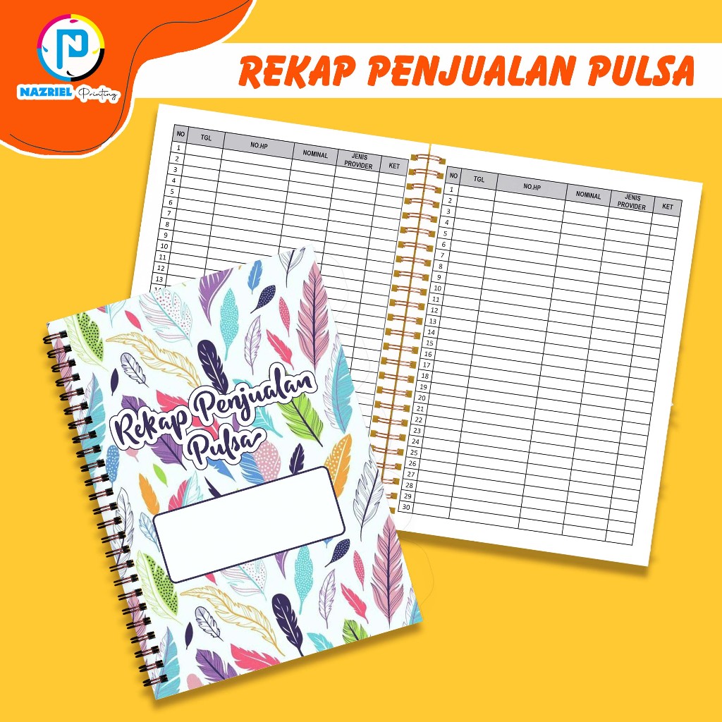 (NON CUSTOM) Buku Rekap Penjualan Pulsa Jilid Spiral 50 Lembar/100 Halaman A5