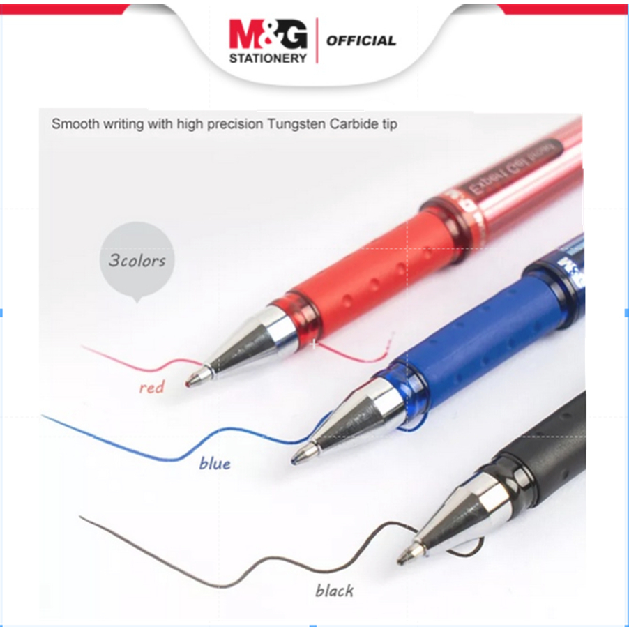 

M&G Stick Expert Gel Pen BLACK, BLUE, RED 1.0mm Barrel with stripe design Smooth Write AGP13672