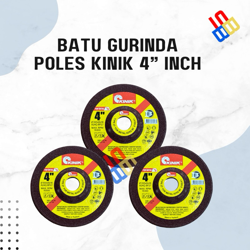 1 BOX KINIK Batu Gurinda Poles 4” / Mata Gurinda Tebal Poles Besi Asah