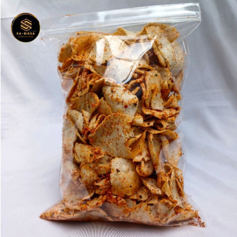 

basreng pedas daun jeruk 1kg basreng koin ikan tenggirii