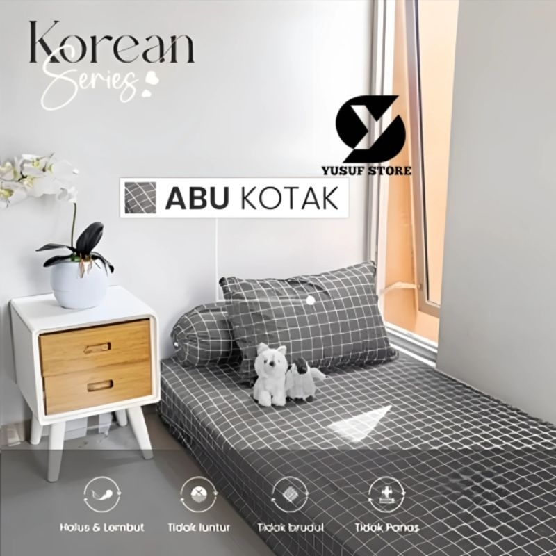 sprei kotak abu / sprei motif kotak kotak / sprei kotak / sprei kotak aestehtic / seprei kotak kotak