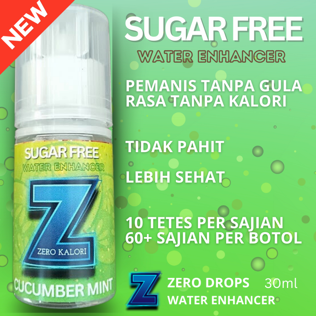 

SWEETENER / SUGAR FREE 0 Calorie/ Diabetes Diet/ Bebas Gula/ Pemanis no Stevia/ 30ml - CUCUMBER MINT