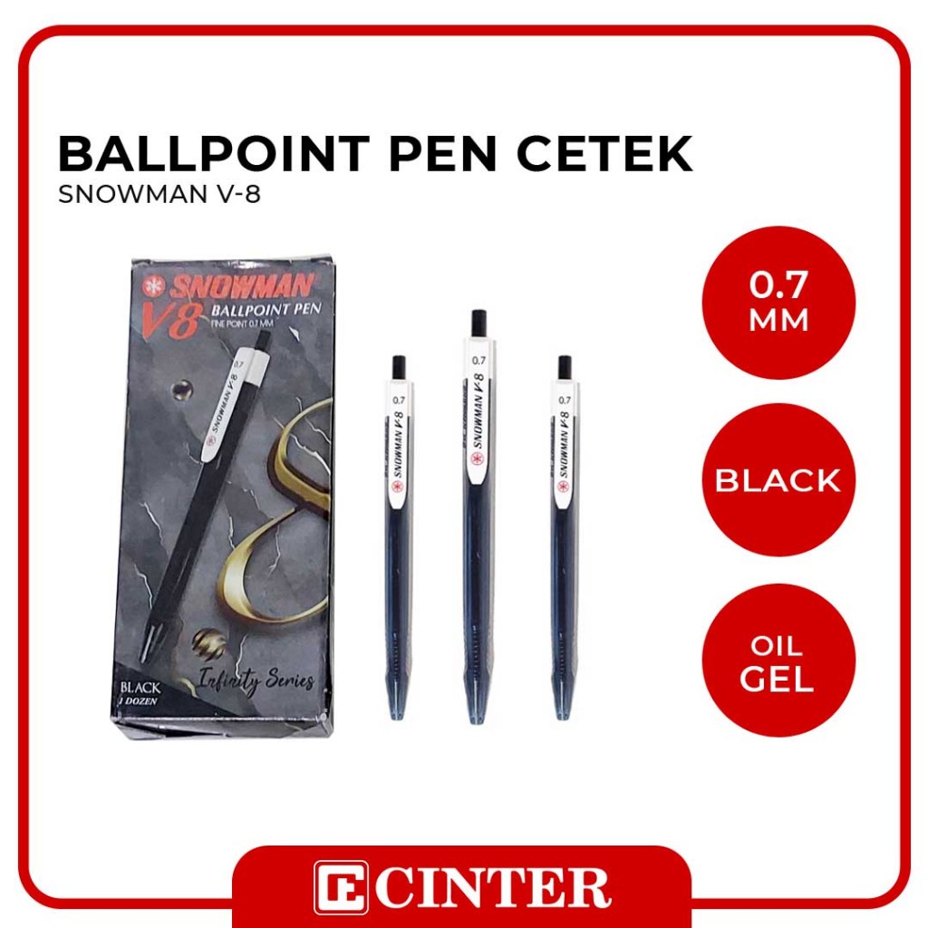 

SNOWMAN - PENA / PULPEN BALLPOINT V8 BLACK