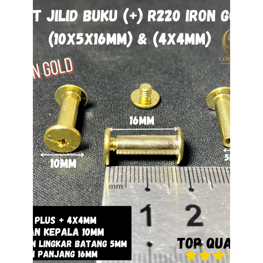 BAUT JILID BUKU (+) R220 IRON GOLD (10X5X16MM) & (4X4MM)