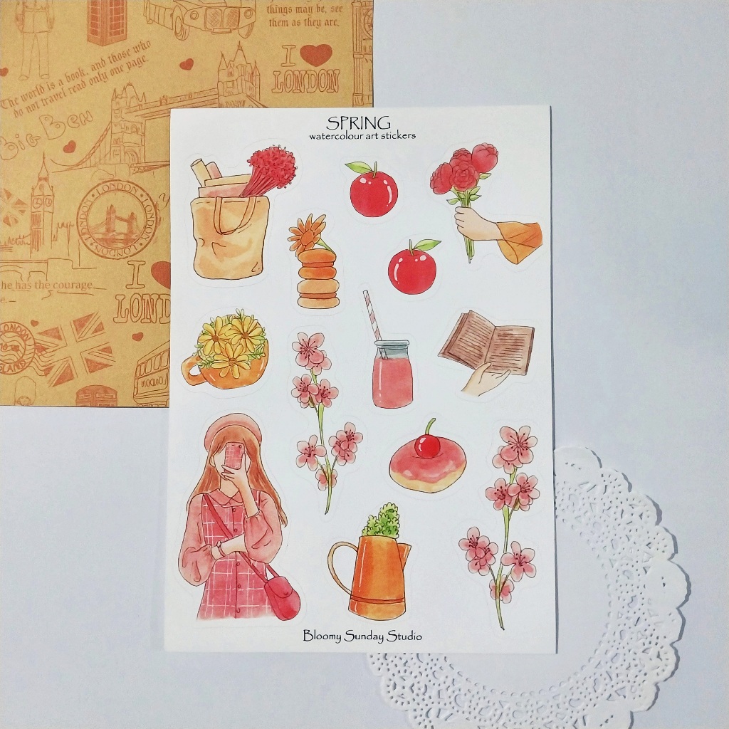 

Spring Sticker Sheet / Sticker ilustrasi / Sticker Kiss Cut